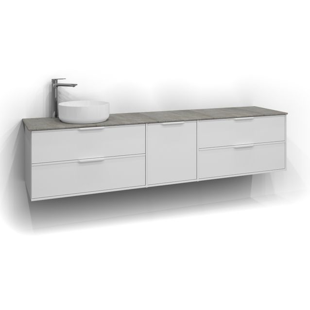 Allaskaappi malja-altaalla Svedbergs Epos Relief 200x45 cm vasen 2+1+2 ltk eri vaihtoehtoja