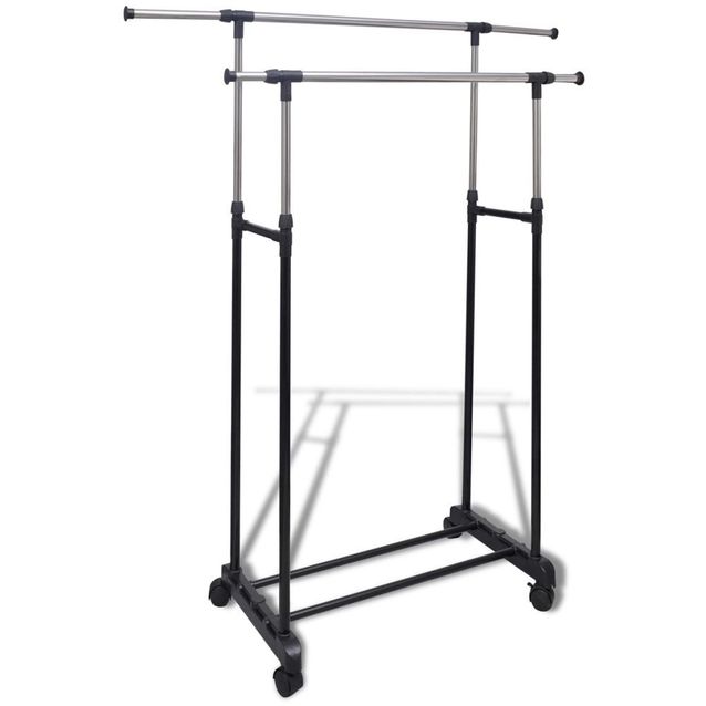 Säädettävä vaaterekki 4 rullapyörää ja 2 ripustustankoa_1