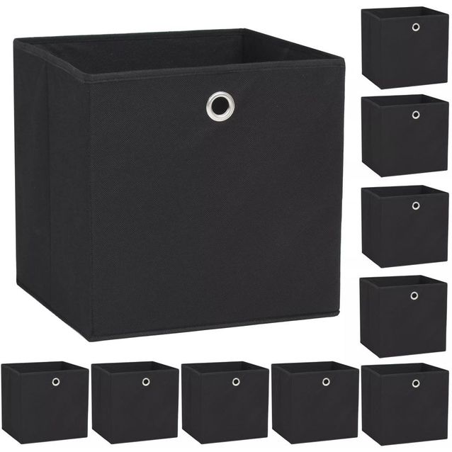 Säilytyslaatikot 10 kpl kuitukangas 32x32x32 cm musta_1