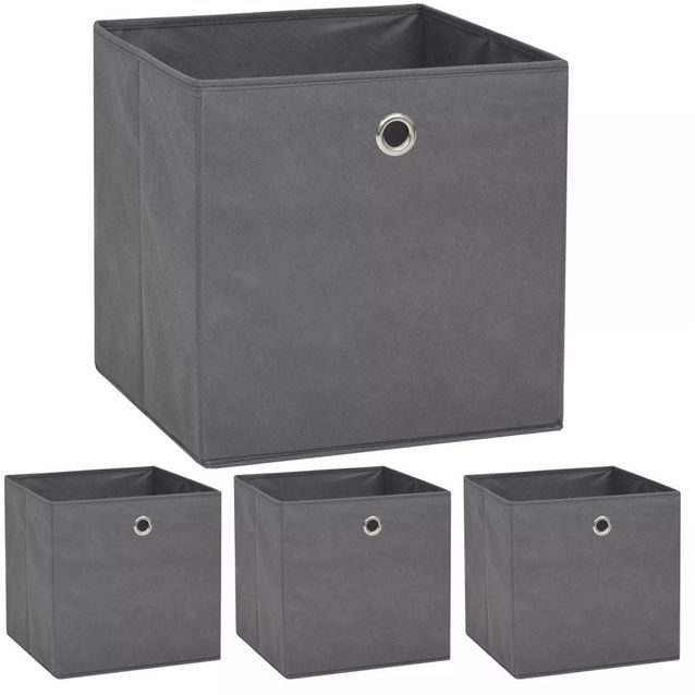 Säilytyslaatikot 4 kpl kuitukangas 32x32x32 cm harmaa_1