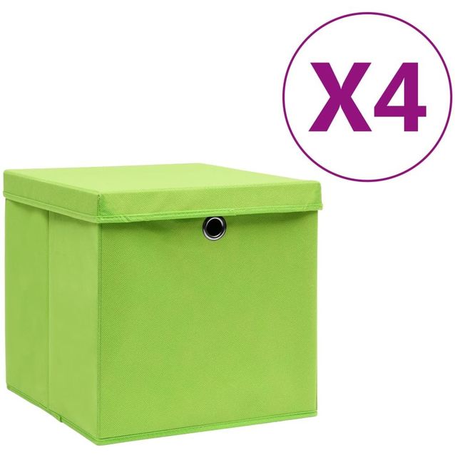 Säilytyslaatikot kansilla 4 kpl 28x28x28 cm vihreä_1