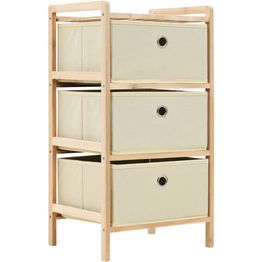 Säilytysteline 3 kuitukankaisella korilla setripuu beige