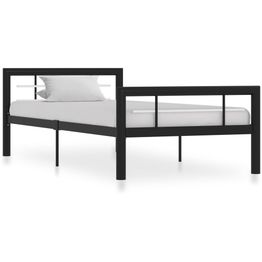 Sängynrunko musta ja valkoinen metalli 100x200 cm