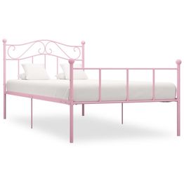Sängynrunko pinkki metalli 100x200cm