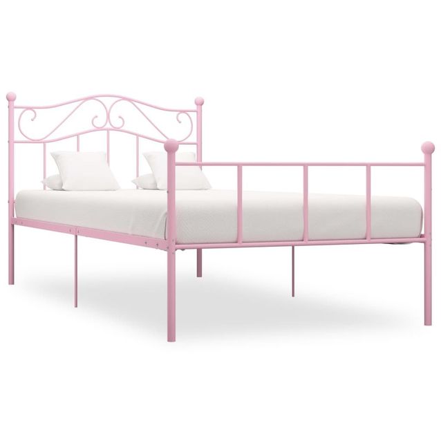 Sängynrunko pinkki metalli 100x200cm_1