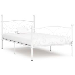 Sängynrunko sälepohjalla valkoinen metalli 90x200 cm