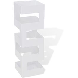 Sateenvarjo-/kävelykeppiteline neliö teräs 48,5 cm valkoinen