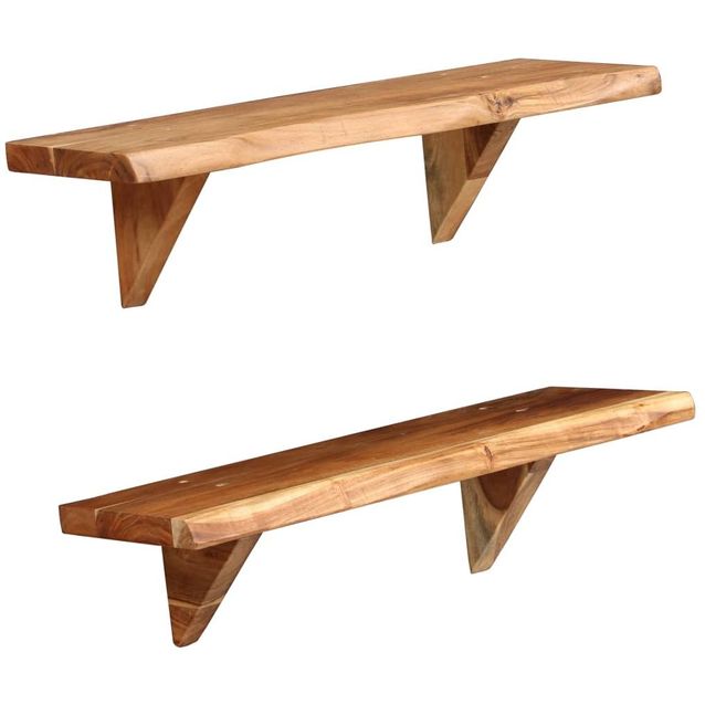 Seinähyllyt 2 kpl 60x20x16 cm kiinteä akaasiapuu_1