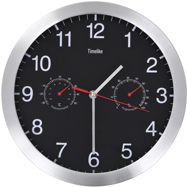 Seinäkello kvartsikoneisto kosteus- & lämpömittari 30 cm_1