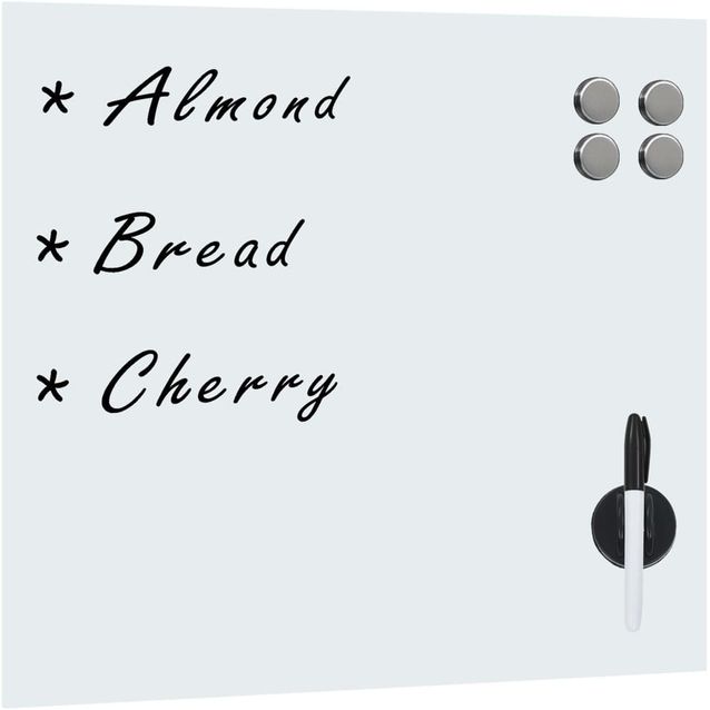 Seinäkiinnitteinen magneettinen valkotaulu lasi 50x50 cm