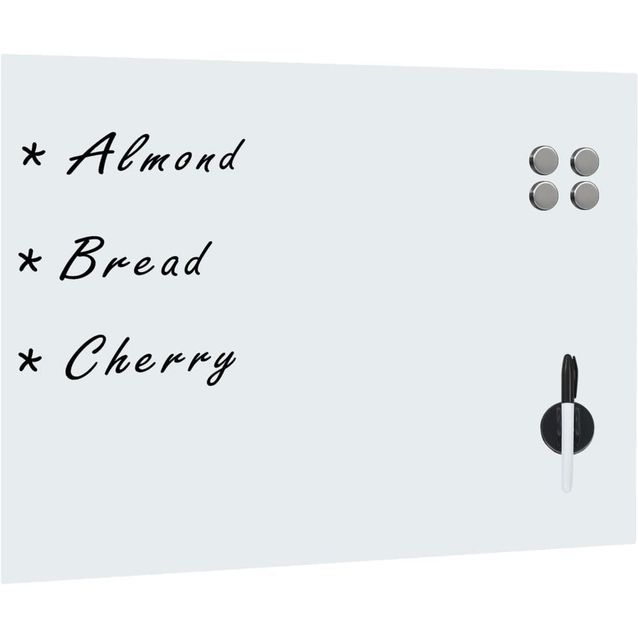 Seinäkiinnitteinen magneettinen valkotaulu lasi 80x60 cm