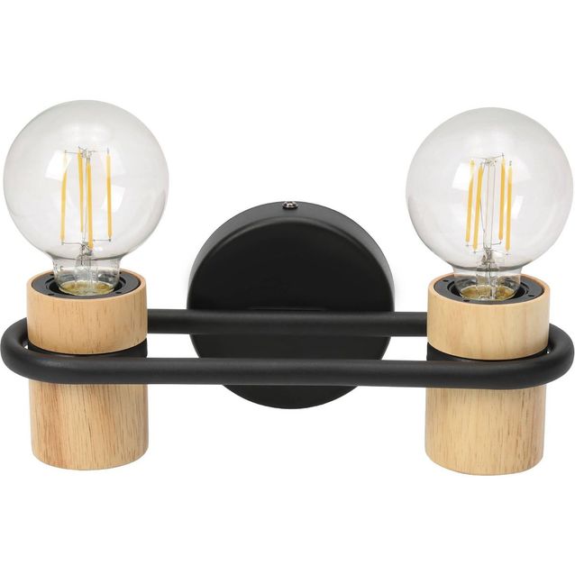 Seinävalaisin Eglo Chieveley 28,5cm musta/puu
