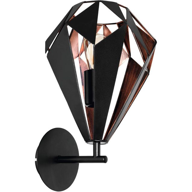 Seinävalaisin Eglo Vintage Carlton 1 musta/kupari