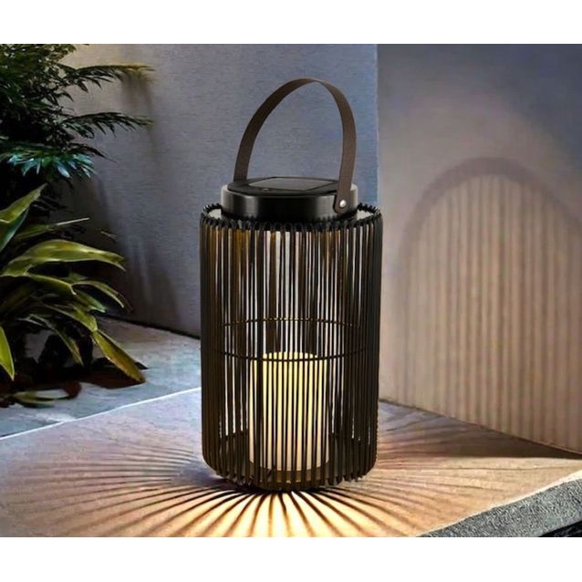 Aurinkokennolyhty Seled, 29x17.5x17.5mm, IP44, paloaika 8h, musta/nahka