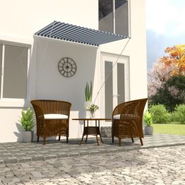 Sisäänkelattava markiisi 150x150 cm sininen ja valkoinen