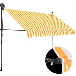 Sisäänkelattava markiisi ledillä 250 cm valkoinen ja oranssi