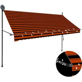Sisäänkelattava markiisi ledillä 300 cm oranssi ja ruskea