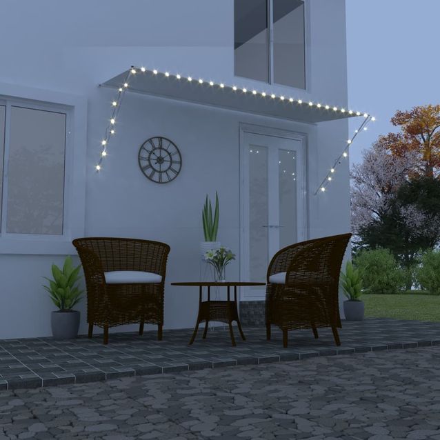 Sisäänkelattava markiisi ledillä 350x150 cm kerma_1