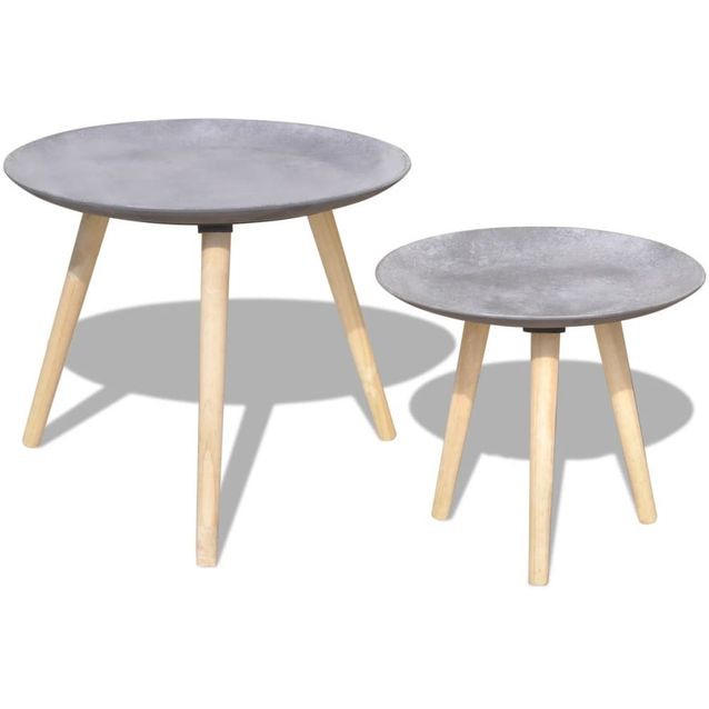 Sivu-/sohvapöytäsetti 2 kpl 55 ja 44 cm betoninharmaa_1
