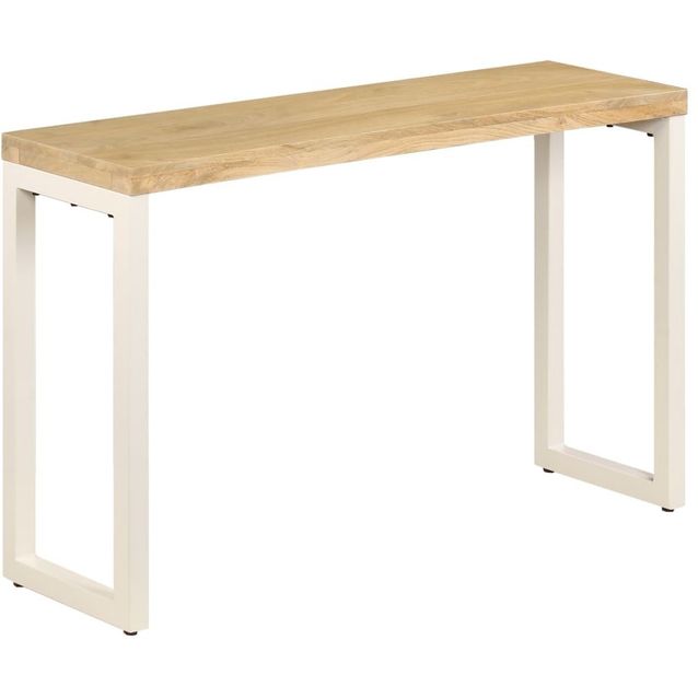 Sivupöytä 120x35x76cm täysi mangopuu ja teräs_1