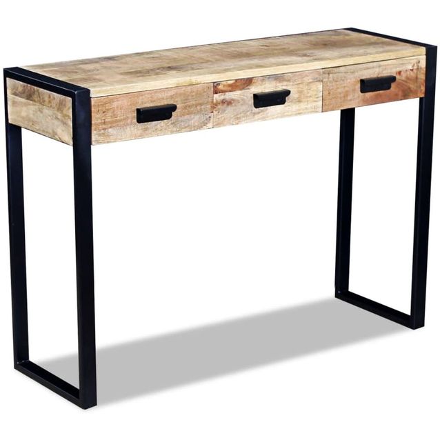 Sivupöytä 3 lipastolla kiinteä mangopuu 110x35x78 cm_1