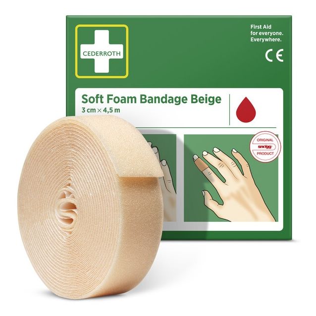 Soft Foam -laastari Cederroth beige 3 cm x 4,5 m