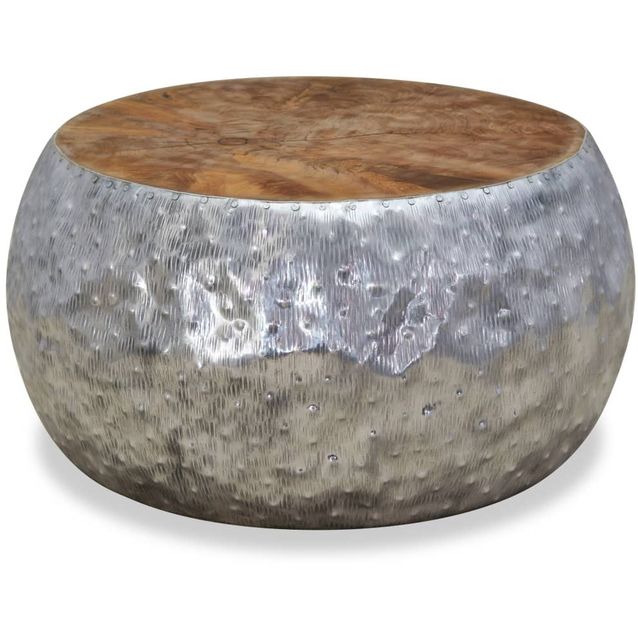 Sohvapöytä alumiini tiikki 60x60x30 cm_1