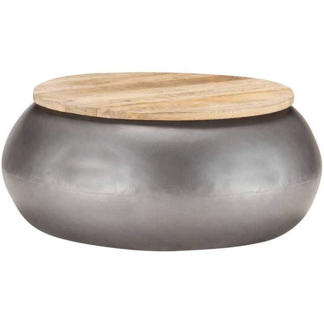 Sohvapöytä harmaa 68x68x30 cm täysi mangopuu_1