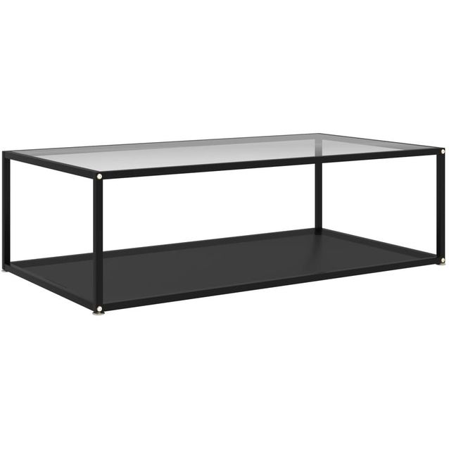 Sohvapöytä läpinäkyvä ja musta 120x60x35 cm karkaistu lasi_1