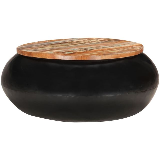 Sohvapöytä musta 68x68x30 cm kierrätetty täyspuu_1