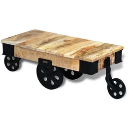 Sohvapöytä pyörillä karkea mangopuu