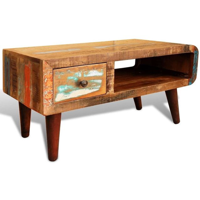 Sohvapöytä pyöristetyllä päädyllä 1 laatikko kierrätetty puu_1