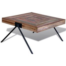 Sohvapöytä v-muotoisilla jaloilla kierrätetty tiikki