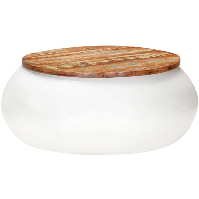 Sohvapöytä valkoinen 68x68x30 cm kierrätetty täyspuu_1