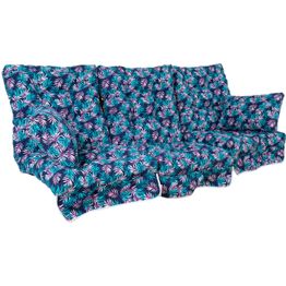 Pihakeinun pehmusteet Home4You ROMA 108x56x10 cm, 3 kpl, lehtikuosi, sininen