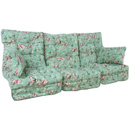 Pihakeinun pehmusteet Home4You ROMA 108x56x10 cm, 3 kpl, ruusukuosi, vihreä
