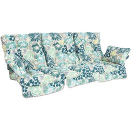 Pihakeinun pehmuste Home4You ROMA 108x56x10 cm, vaalea kukkakuosi, 3-osainen