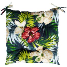 Tuolin pehmuste Home4You SUMMER kukkakuosi 40x40 cm, tumma kukkakuosi, monivärinen