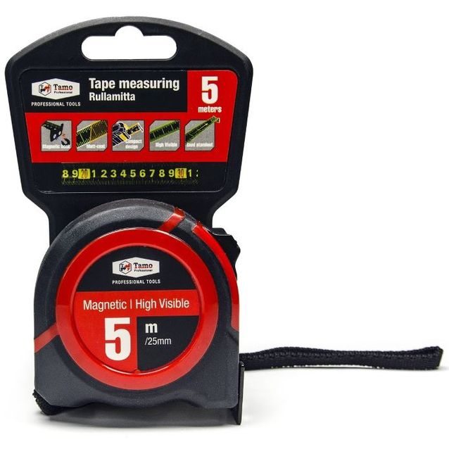 Magneettinen mittanauha Tamo Tamoline 5 m x 25mm