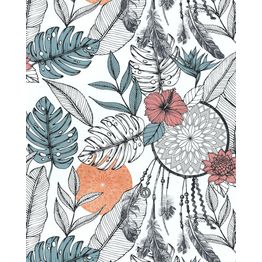 Tapetti Lutece Les Aventures 21 11201502-05, peikonlehti, palmu