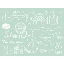 Lastenhuoneen tapetti A.S. Creation THE WALL 38304-1, 371x280cm, turkoosi