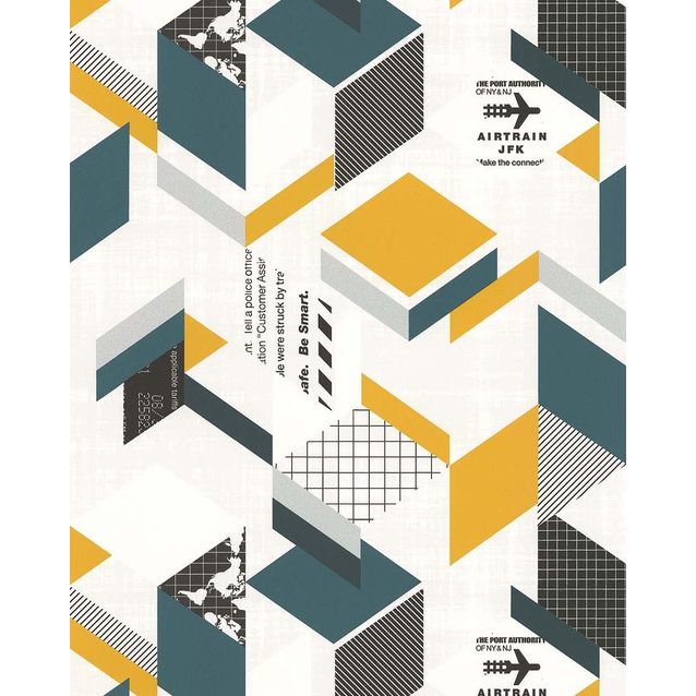 Tapetti Lutece Les Aventures 21 51164402, harmaa/keltainen