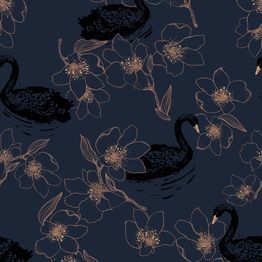 Tapetti Fiona No Limits Swan, eläin, kukka