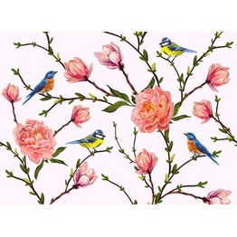 Kuvatapetti A.S. Creation Designwalls Little Birds, 350x255cm, vaaleanpunainen