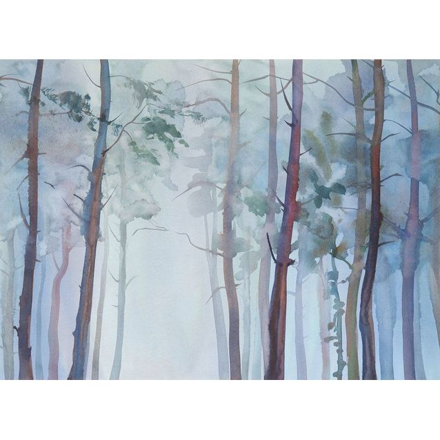 Kuvatapetti A.S. Creation Designwalls Aquarelle Forest, 350x255cm, sininen