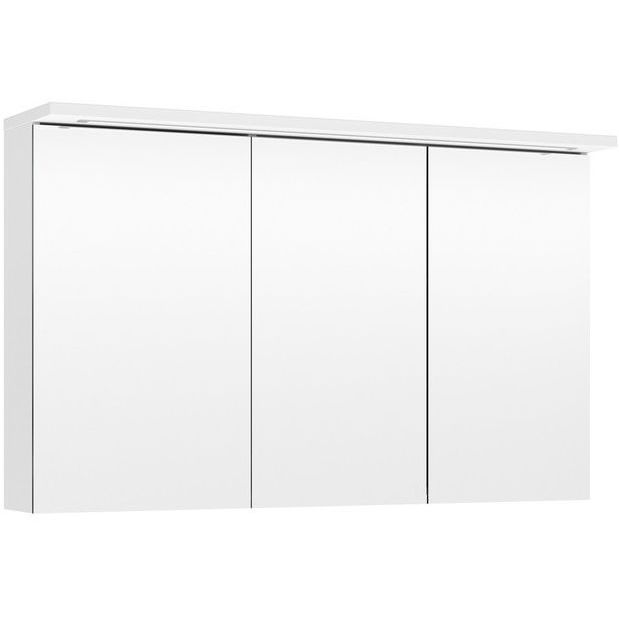 Peilikaappi LED-valolla Temal Highlight, 110 cm, 3 ovea, pariovet oikea, pistorasia vasen, matta valkoinen