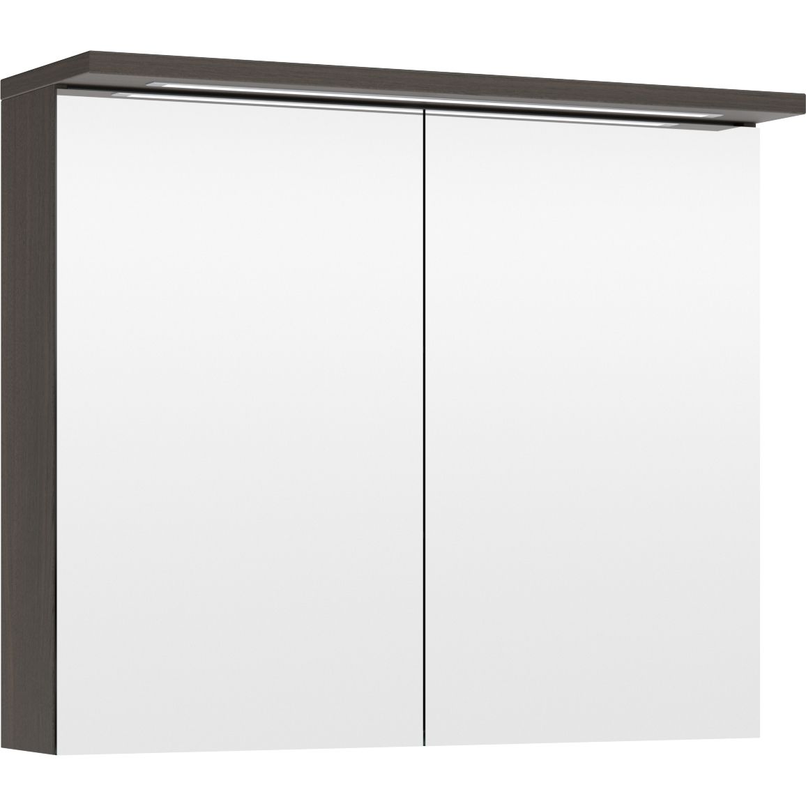 Peilikaappi LED-valolla Temal Highlight, 80cm, 2 ovea, pistorasia oikea, ruskea saarni