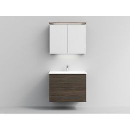 Kylpyhuoneryhmä Temal Astra/Highlight 10, 80 cm, allaskaapilla ja peilikaapilla, ruskea saarni