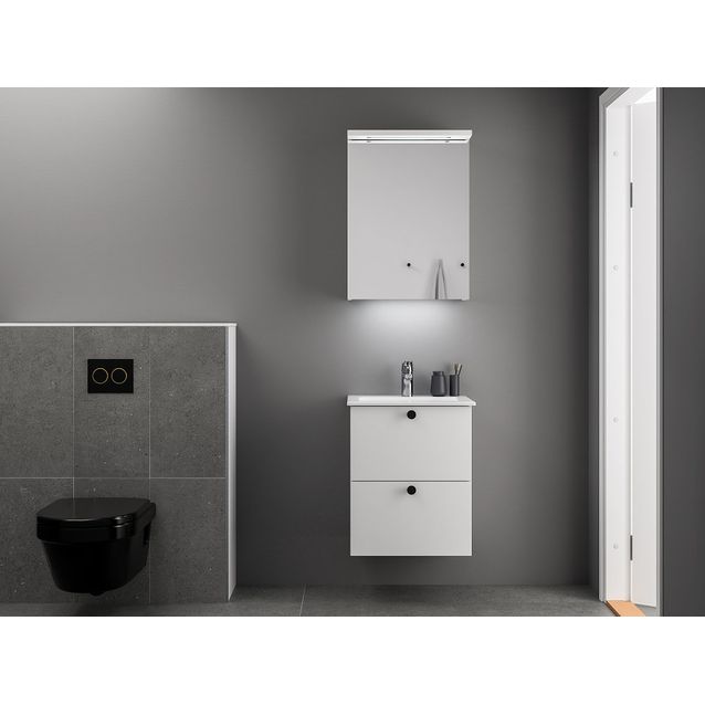 Kylpyhuoneryhmä Temal Astra/Highlight 1, 50 cm, allaskaapilla ja peilikaapilla, mattavalkoinen