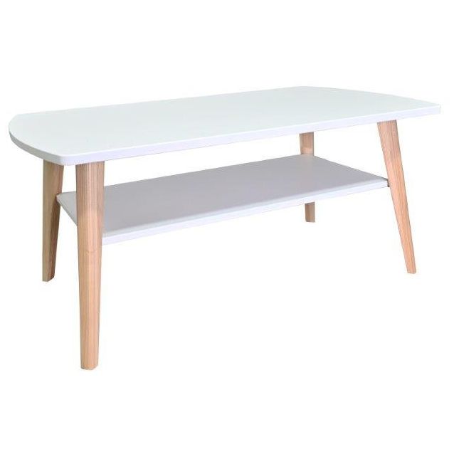 Sohvapöytä Tenstar Kodikas, 110x60cm, saarnijaloilla, valkoinen